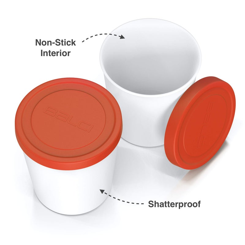 BALCI - Premium Ice Cream Containers (2 Pack - 1 Quart Each) Perfect Freezer Storage Tubs with Lids for Ice Cream, Sorbet and Gelato! - Red - Image 3